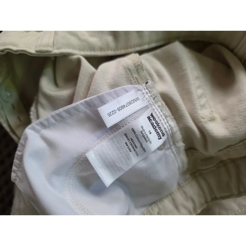 Weekend Academy Mens Cream Denim Shorts Size 18 Cotton Off White Casual 5-Pocket